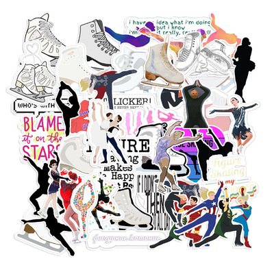 50张花样滑冰冰刀体育项目贴纸防