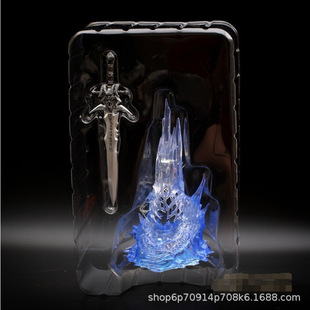 新品魔人兽世界阿尔萨斯武器霜之哀伤发光底座模型玩具摆件