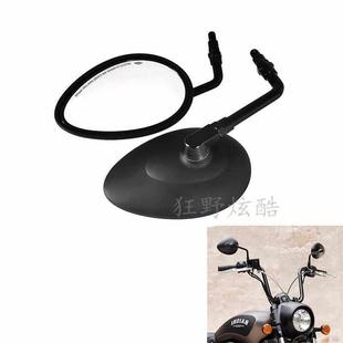 适用于摩托车印第安侦察兵轻骑兵改装倒车镜后视镜反光镜黑色电镀