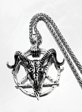 潮男钛钢撒旦巴弗灭山羊头项链