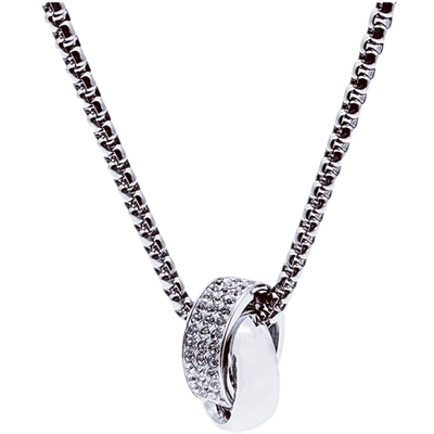 小众设计满钻双环相扣钛钢毛衣链