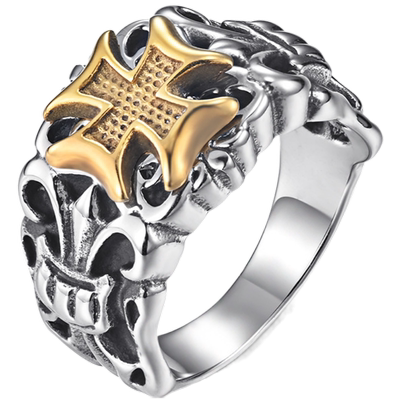 嘻哈潮男圣殿骑士十字远征军戒指