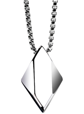 POYO轻奢极简钨金几何菱形吊坠质感男士个性简约钨钢项链嘻哈饰品