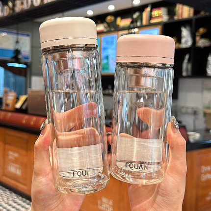 双层玻璃杯2024新款男女士隔热茶水分离泡茶杯夏季耐高温家用水杯