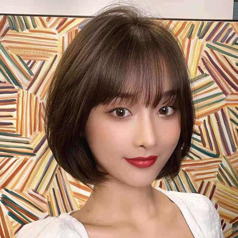 新假发女短发圆脸波波头真人发丝网红时尚气质自然造型递针假发套