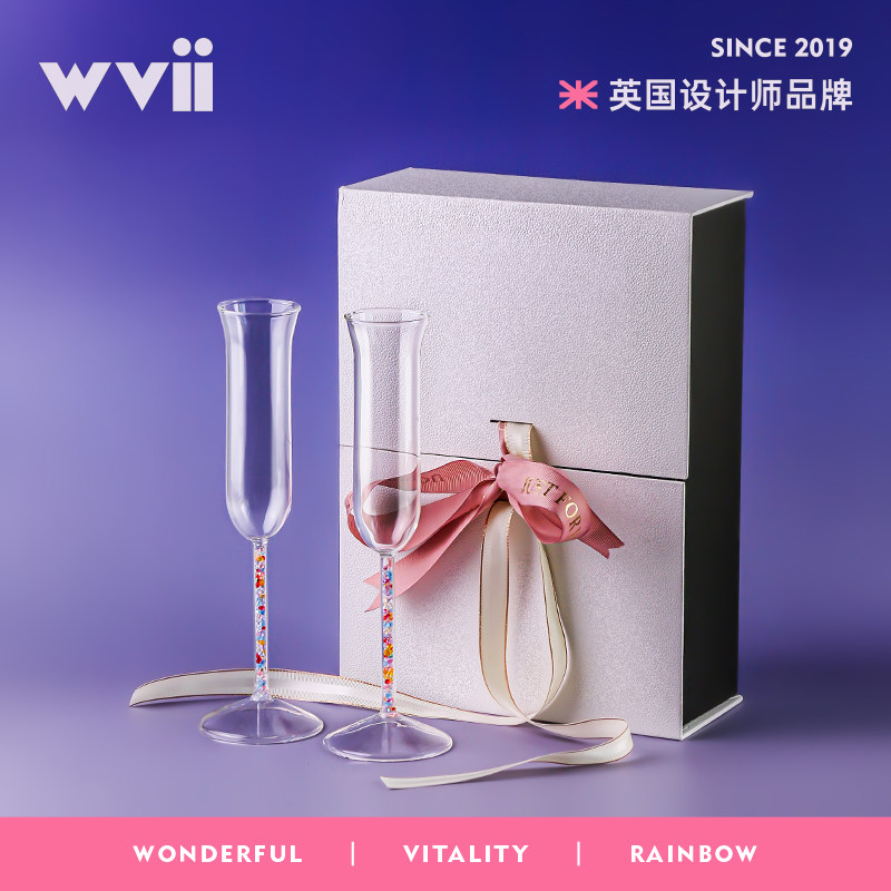 英国wvii 轻奢高档新婚礼物高脚气泡酒香槟酒杯子一对结婚diy礼盒,餐饮具,甜酒/香槟杯,淘宝优惠券,粉丝福利购,淘宝优惠卷
