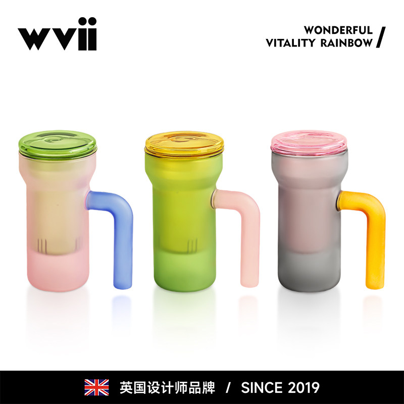英国wvii耐热玻璃茶水分离办公杯