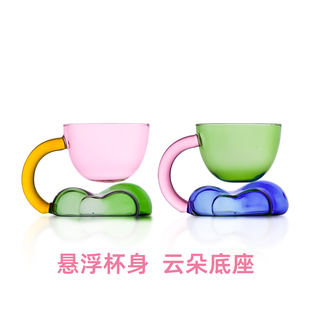 家用早餐咖啡杯 wvii悬浮玻璃办公室喝水马克杯子 高颜值情侣礼物