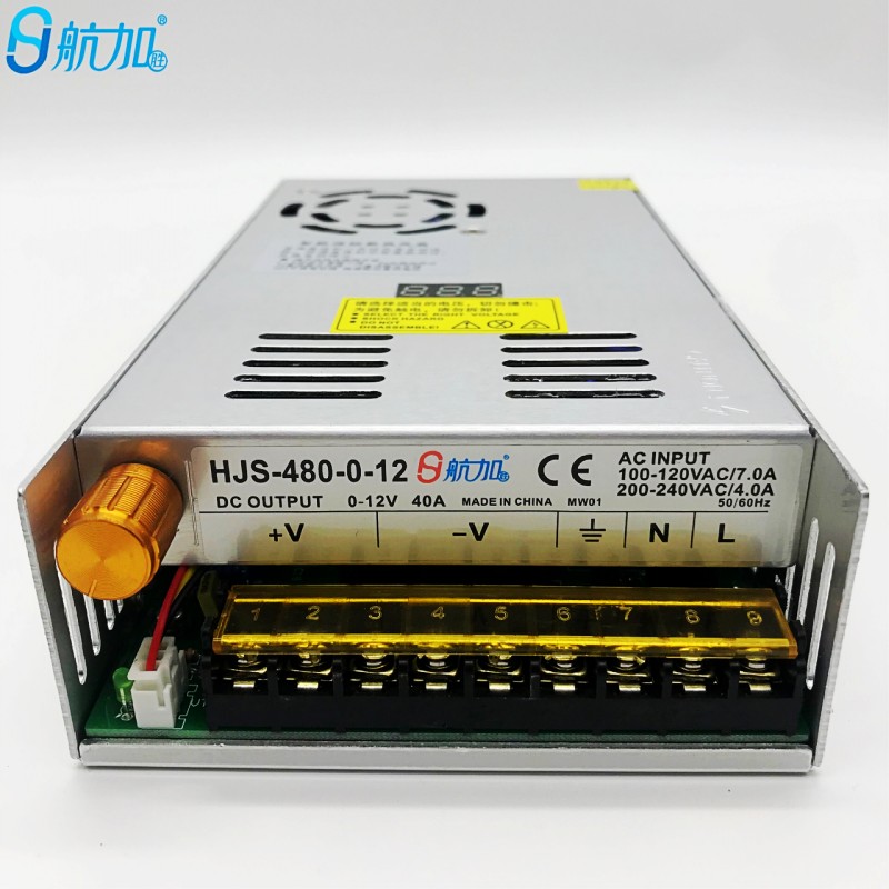 数显可调电源0-12V40A直流稳压开关电源480W航加胜HJS-480-0-12