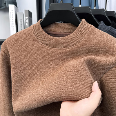 一体绒毛衣男款冬季加绒加厚保暖