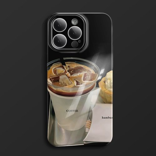 黑色冰咖啡 iPhone15plus手机壳苹果14Promax韩国13小众设计12冷淡风11全包防摔x菲林软壳xr高级感xs适用8p套