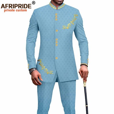 A2316059跨境直销非洲民族蜡染全棉男士休闲两件套AFRIPRIDE乾运