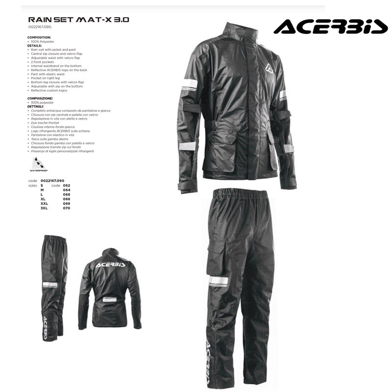 意大利acerbis雨衣雨裤套装分体摩托车骑行防水加厚长款防暴雨服
