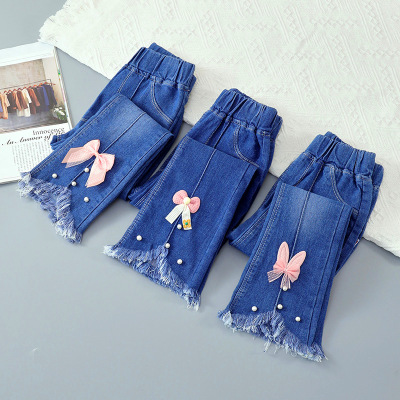女童牛仔喇叭裤春秋2025