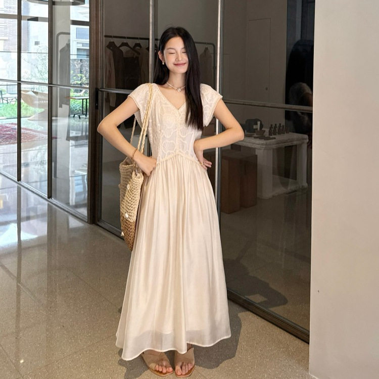 法式优雅重工绣花仙女裙