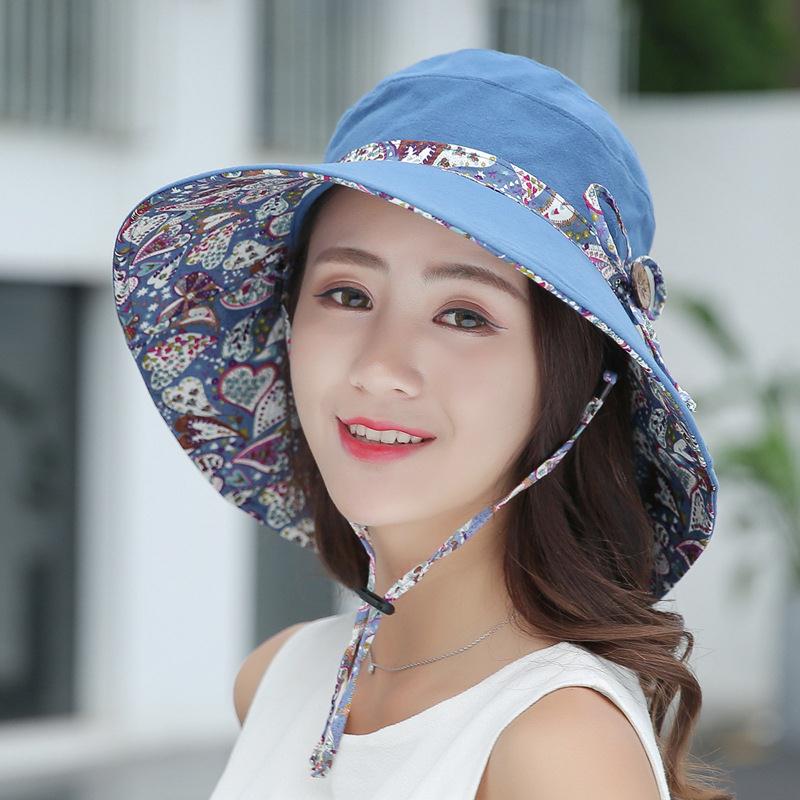 遮阳帽大檐帽女可折叠遮脸太阳帽