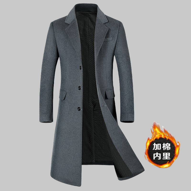 出口男士羊毛呢大衣长款过膝西装领加棉加厚毛呢大衣外套,男装,毛呢大衣,淘宝优惠券,粉丝福利购,淘宝优惠卷