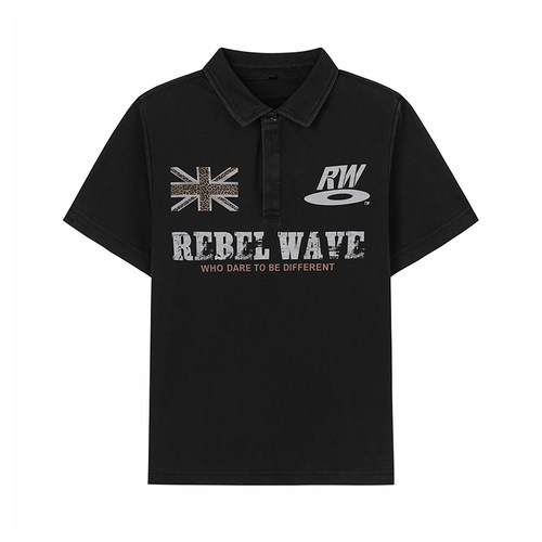 REBEL WAVE 26SS“ELA”豹纹国旗印花Polo衫 短袖Tee