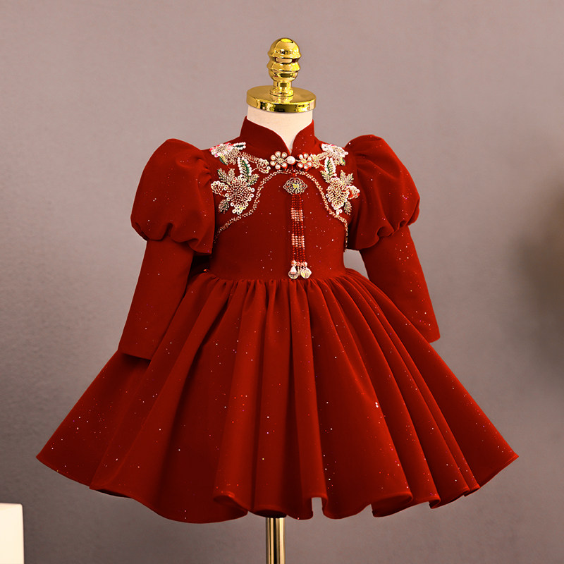 女童超仙周岁礼服女宝宝高端国风中式抓周唐装旗袍公主裙轻奢长袖,童装/婴儿装/亲子装,儿童礼服,淘宝优惠券,粉丝福利购,淘宝优惠卷