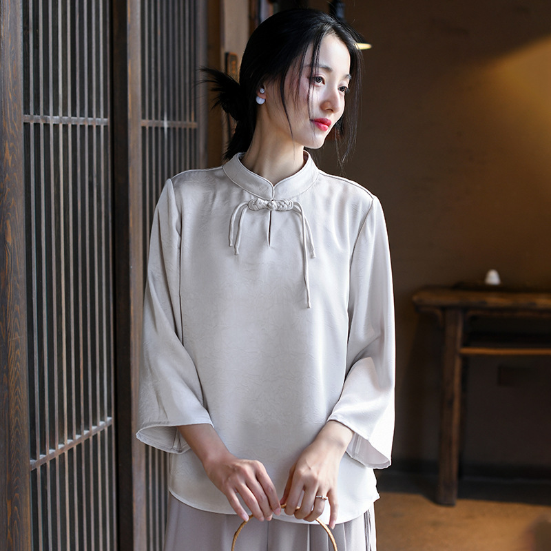 复古女装春季新款新中式上衣女中