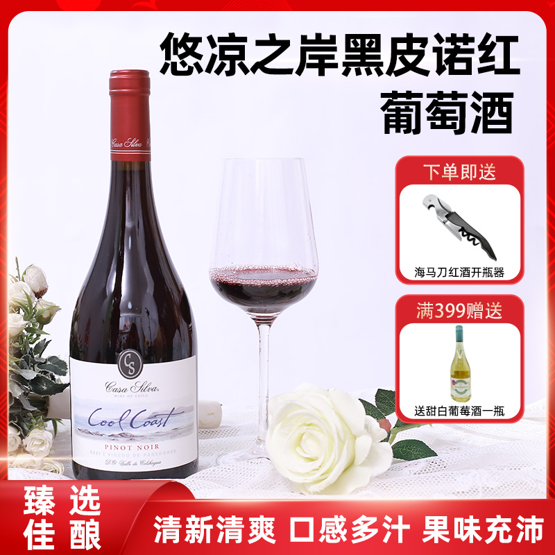 智利原瓶空加瓜谷玺瓦庄园悠凉之岸黑皮诺红葡萄酒上海可闪送