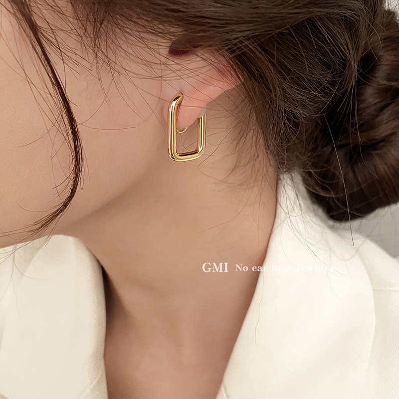 几何方形耳夹欧美冷淡风耳饰品