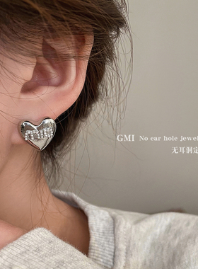 GMI爱心珍珠字母蚊香盘耳夹女轻奢小众高级感耳环冷淡风辣妹耳饰