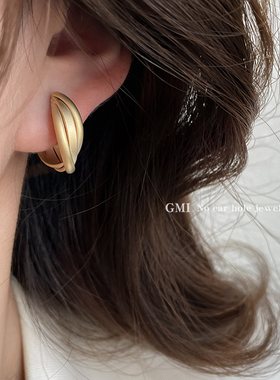 GMI交叉圆圈蚊香盘耳夹无耳洞女士2025新款复古港风耳圈耳环耳饰