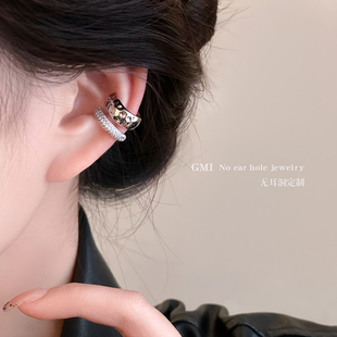 轻奢锆石金银无耳洞耳骨夹女生高级感小众气质耳环冷淡风无痛耳饰