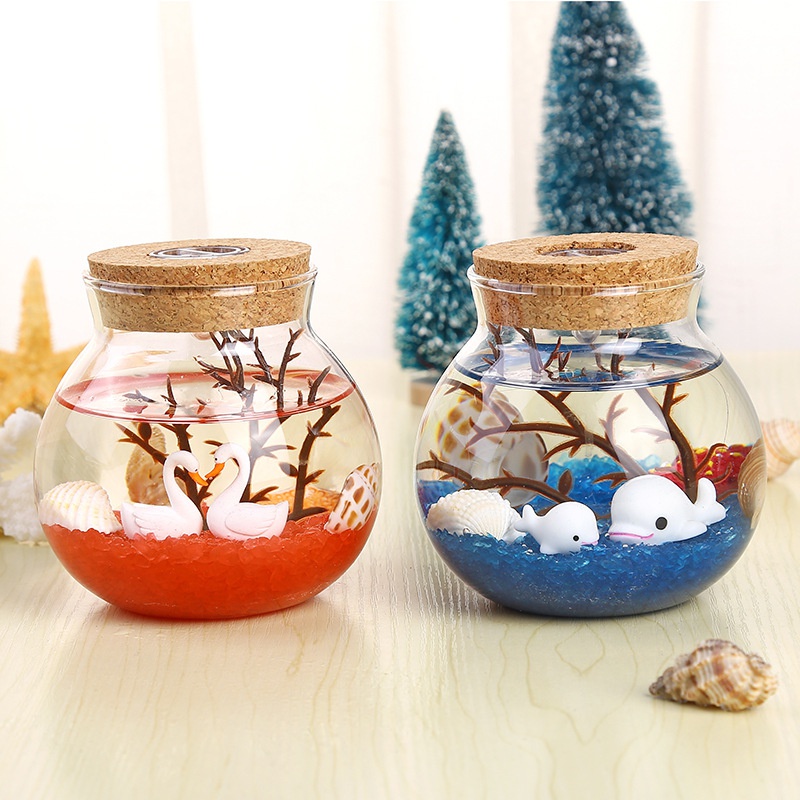 海底微景观摆件创意DIY生态瓶套装带灯送女生情人节礼物玻璃瓶子