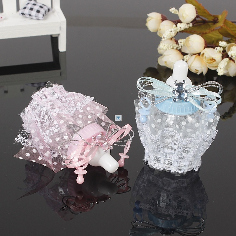 极速12pcs Baby Shower Candy Box BotKtle Pink Girl Blue