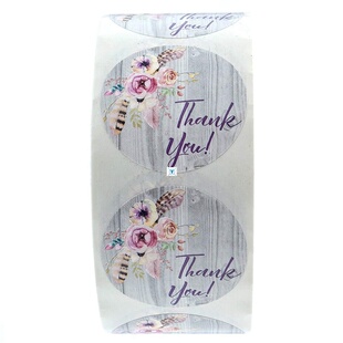 Thank Stic 极速500pcs Labels Paper Packaging Kraft Round You