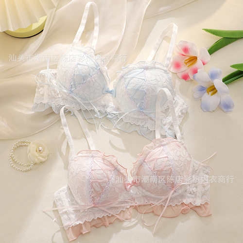 日系绑带蕾丝内衣女薄款无钢圈