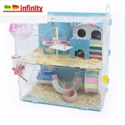 速发Acrylic double villa hamster cage large colored hamsters