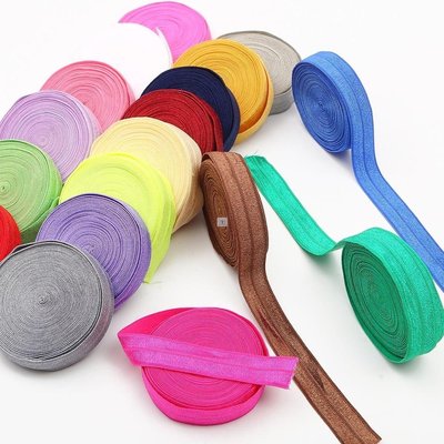 推荐5 Yard 15mm Solid Color Shiny FOE Foldover Elastic Band