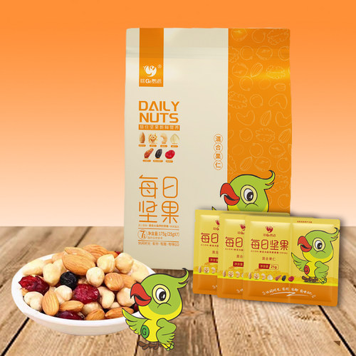 咪GO鹦鹉每日坚果什锦装7日装175g畅享装混合果仁零食搭子强推