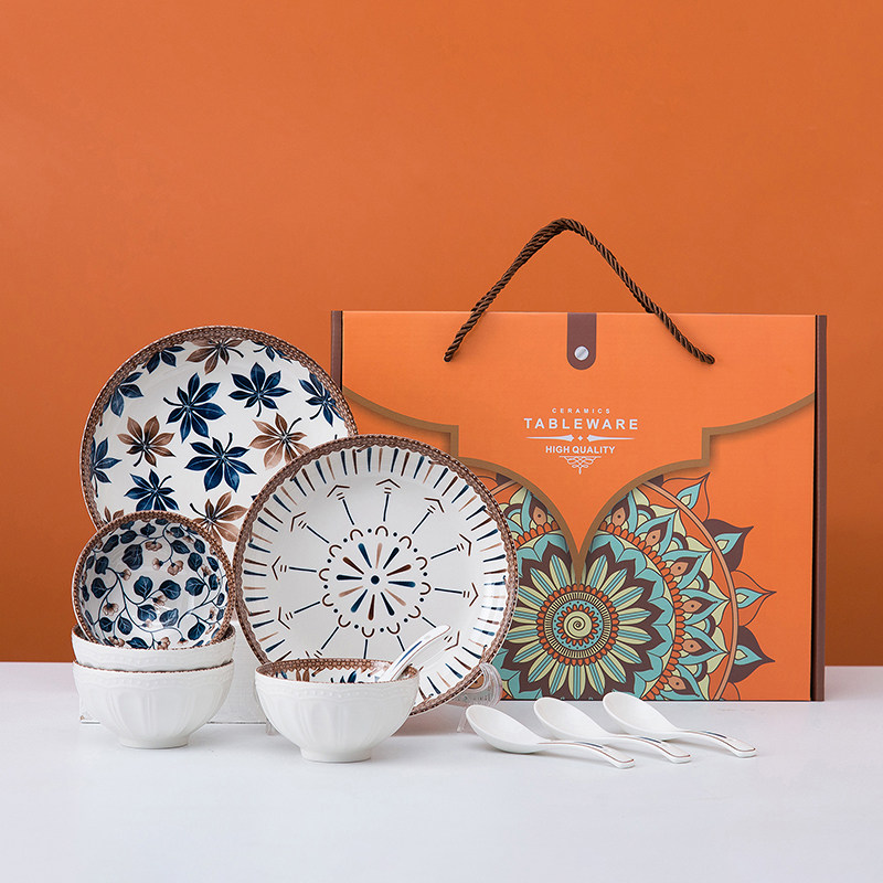 聚陶人波西米亚碗筷盘陶瓷餐具套装可定制LOGO礼品碗套餐公司送礼,餐饮具,碗,淘宝优惠券,粉丝福利购,淘宝优惠卷
