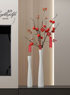 花瓶花艺装饰摆i件竖高长客厅电视柜旁两边入户玄关柜壁龛乔迁新
