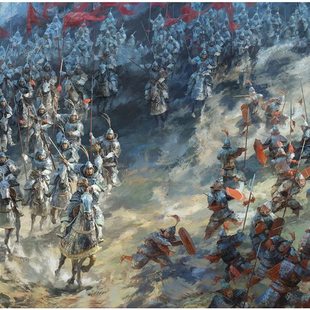 【安州牧】南北朝陈庆之北伐复古装饰画无框油画印刷长方形油画布