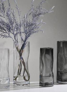 创意艺术玻璃花瓶摆件客厅鲜花玫瑰百合插花器样板间酒店软装饰品