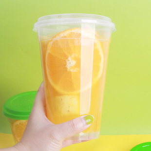 一次性注塑奶茶杯塑料1000ml果汁定制logo加厚现货大容量磨砂封口