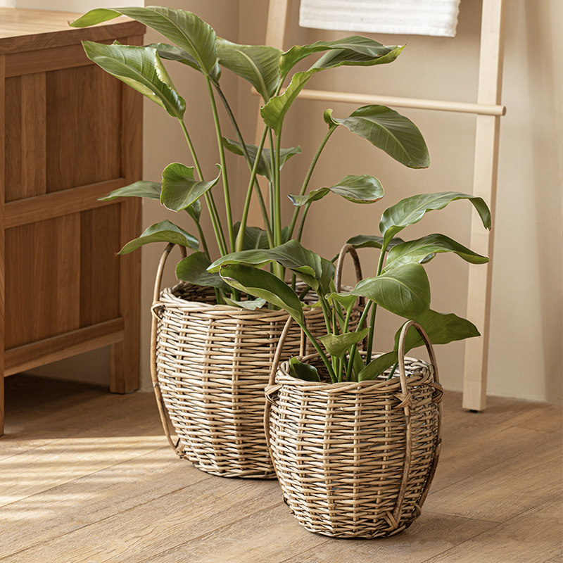 天然藤条编织花篮藤编大号落地花盆套盆植物绿植手提装饰筐花器,收纳整理,其他收纳篮,淘宝优惠券,粉丝福利购,淘宝优惠卷