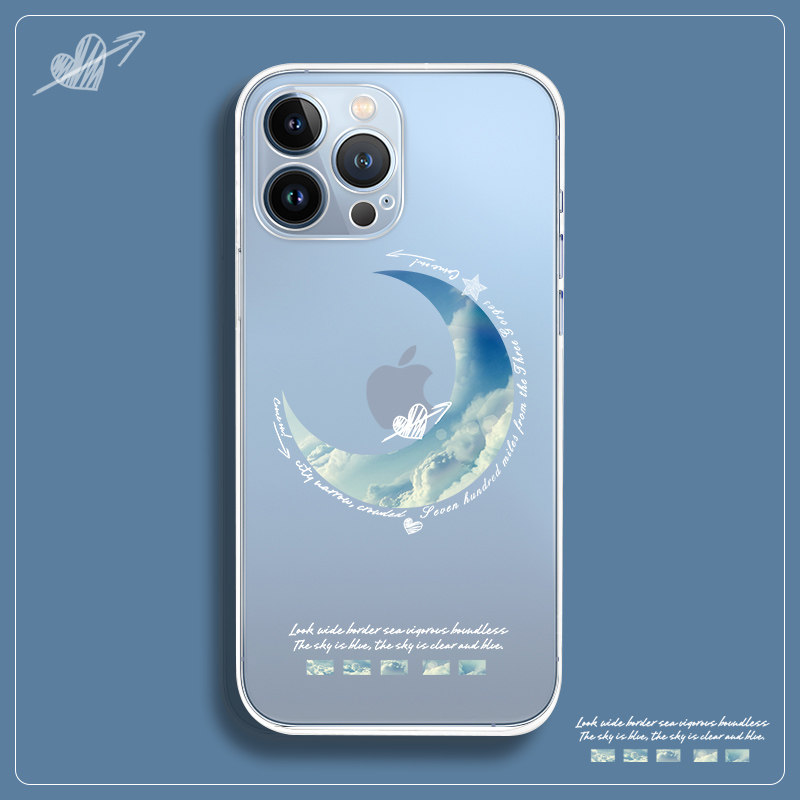 苹果13pro手机壳远峰蓝iphone13情侣苹果12/11创意x/xsmax月亮xr文艺