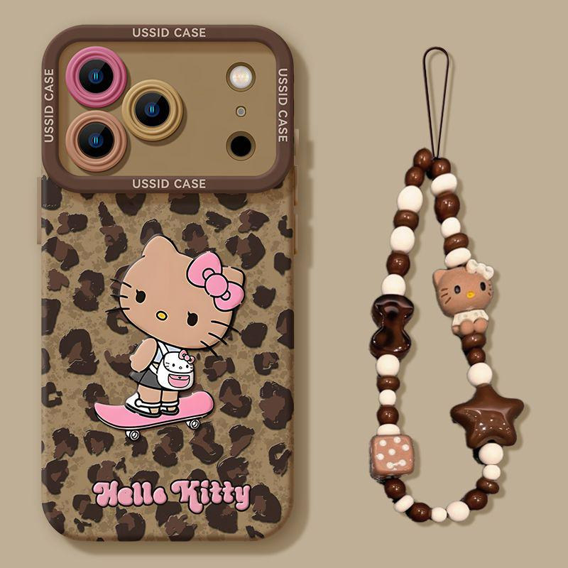 豹纹Kitty适用苹果17promax手机壳新款iphone17Air带挂绳16promax高级感pro全包15防摔17