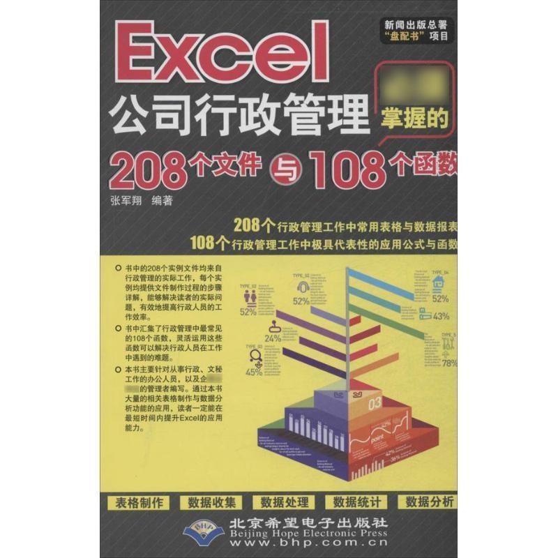 【正版】Excel公司行政管理必须掌握的208个文件与108个函数 张军翔