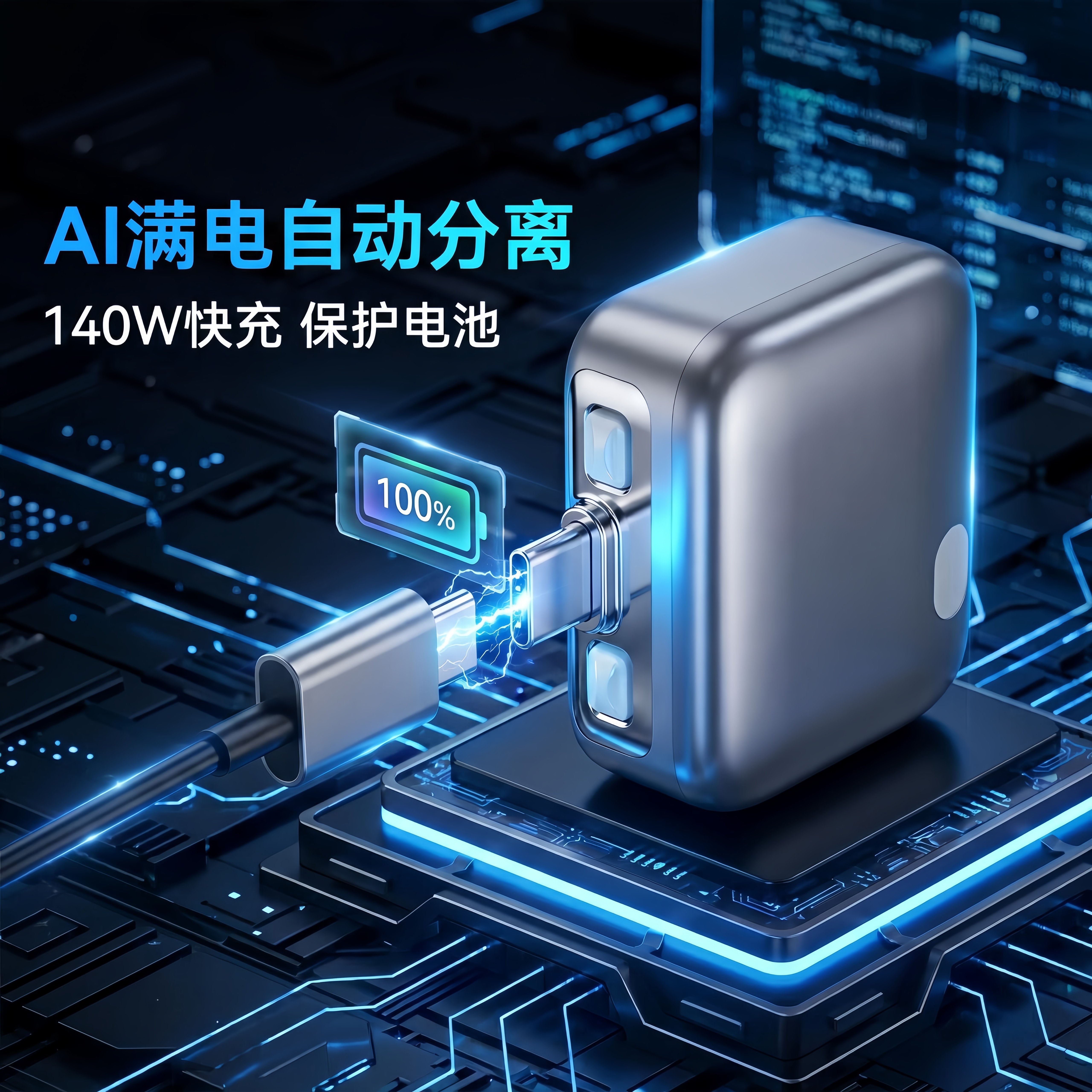 辛桔魔充电器140w快充数据线充电线满电分离器ai识别自动断电保护弹出适用于苹果华为安卓手机平板耳机笔记本