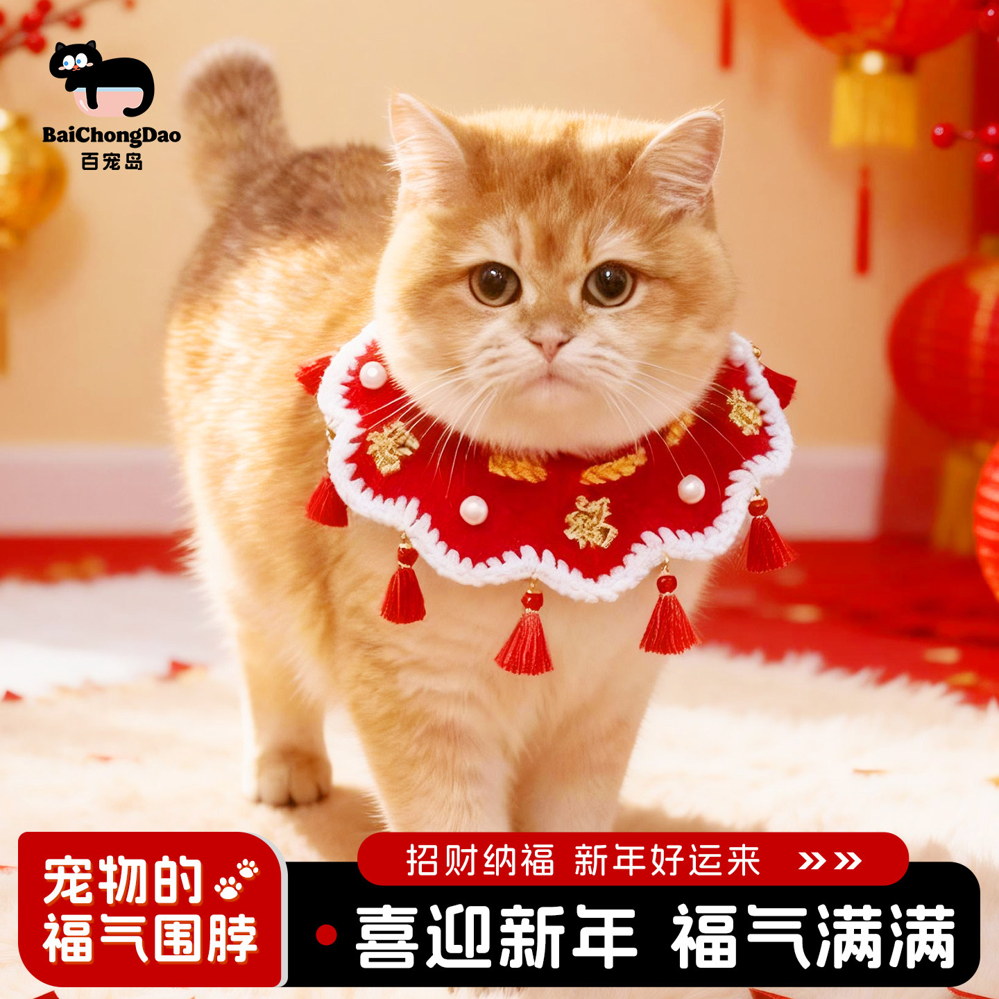 新年猫咪项圈红色流苏宠物围脖招财纳福手工针织围巾宠物喜庆装饰,宠物/宠物食品及用品,项圈/肩带,淘宝优惠券,粉丝福利购,淘宝优惠卷