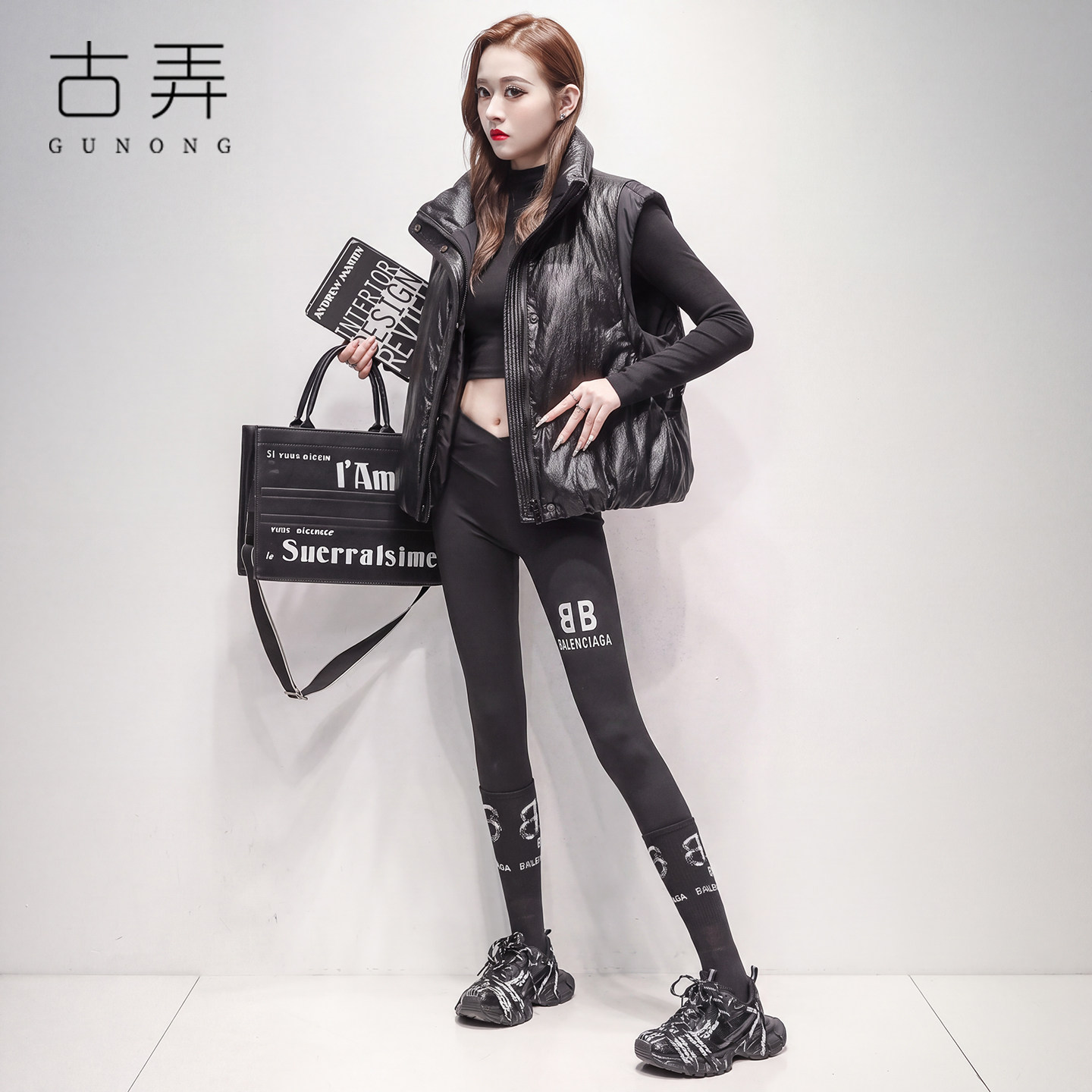 潮牌假两件鹅绒服马甲女秋冬短款小个子韩系宽松时尚羽绒马夹外套