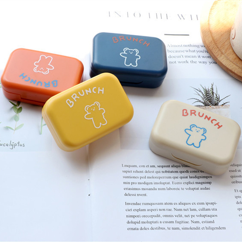 可爱学生隐形眼镜盒 ins卡通美瞳隐形眼镜伴侣盒双连盒便携护理盒