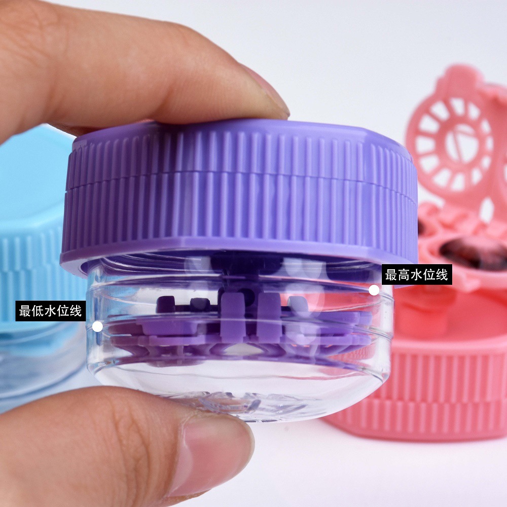 便携迷你清洗盒清洗隐形眼镜器手动半自动旋转清洗器旋转除蛋白机